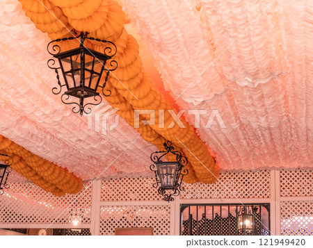 Detail of decoration inside a Caseta at the Seville April Fair Detail of decoration inside a Caseta at the Seville April Fair 121949420