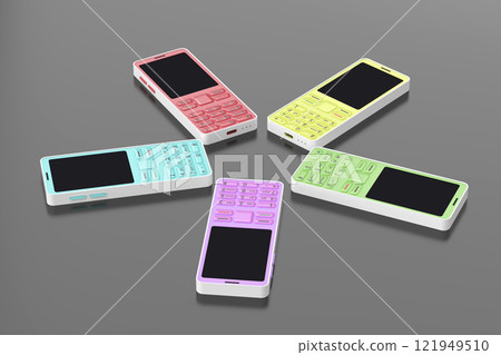 Group of mobile phones with different colors 121949510