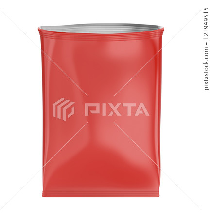 Empty red foil bag packaging for food 121949515