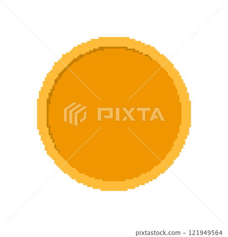 Pixel Art Orange Coin Icon. Retro Video Game Currency Symbol. Bronze Empty Coin Symbol. Isolated Vector Illustration 121949564