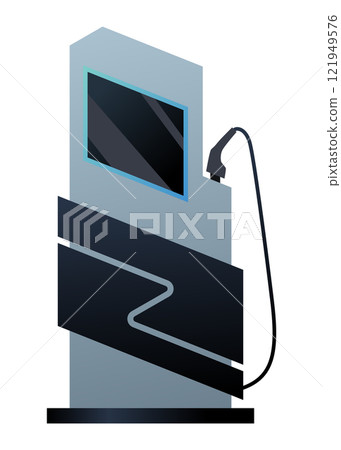 Car charger icon. Electromobile charging station, alternative fuel. Ev electric, clean energy of the future. Vector illustration in flat style, modern design Car charger icon. Electromobile charging station, alternative fuel. Ev electric, clean energy of the future. Vector illustration in flat style, modern design 121949576