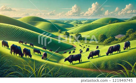 牧場風景“放牧/黑毛和牛” 牧場風景“放牧/黑毛和牛” 121949745