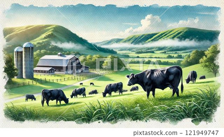牧場風景“放牧/黑毛和牛” 牧場風景“放牧/黑毛和牛” 121949747