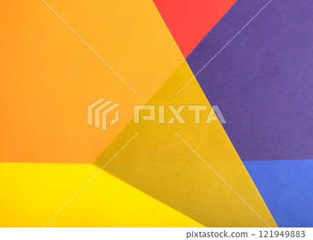 Colorful geometric paper background with translucent red, yellow, orange, blue, and purple Colorful geometric paper background with translucent red, yellow, orange, blue, and purple 121949883