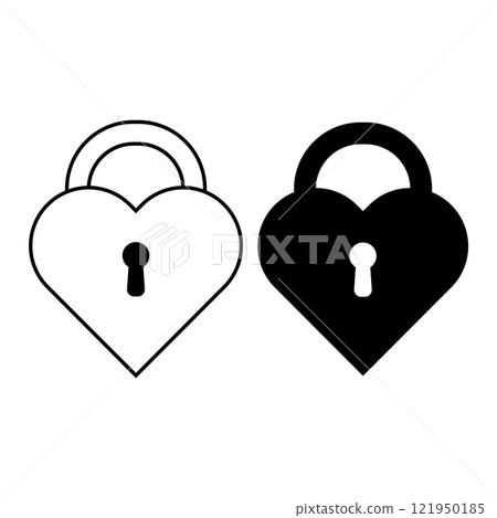 Heart-Shaped Padlock with Keyholes Vector Illustration 121950185