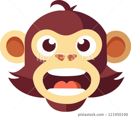 A cartoon stunned monkey with open mouth and open eyes 121950198