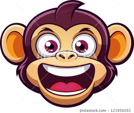 A cartoon baby happy monkey head with open mouth A cartoon baby happy monkey head with open mouth 121950201