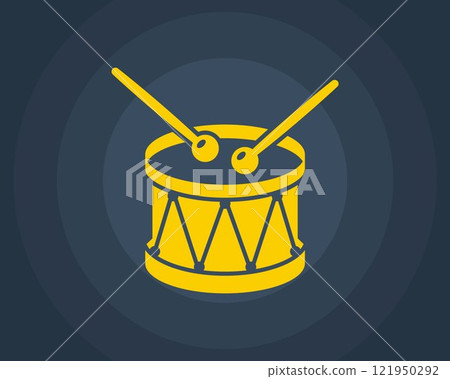 Yellow drum on black background. Yellow drum on black background. 121950292