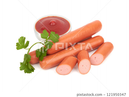 Fresh sausages isolated Fresh sausages isolated 121950347