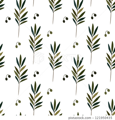 Olive Branch Seamless Pattern Background. Vector Illustration Olive Branch Seamless Pattern Background. Vector Illustration 121950435