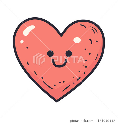 Sweet smiling heart illustration celebrating love and joy in a playful vector design perfect for happy occasions Sweet smiling heart illustration celebrating love and joy in a playful vector design perfect for happy occasions 121950442