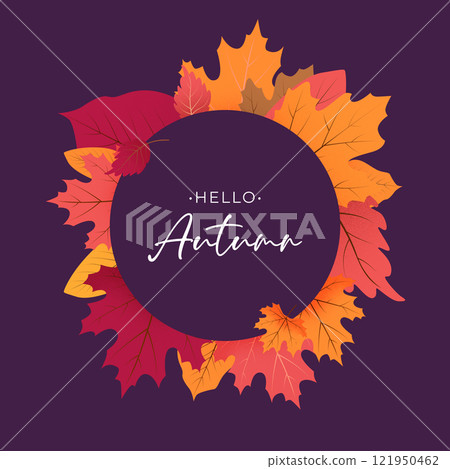 Autumn Leaves Circle Frame. Vector Illustration Autumn Leaves Circle Frame. Vector Illustration 121950462