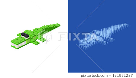 Crocodile blueprint project idea and implementation. Vector Crocodile blueprint project idea and implementation. Vector 121951287
