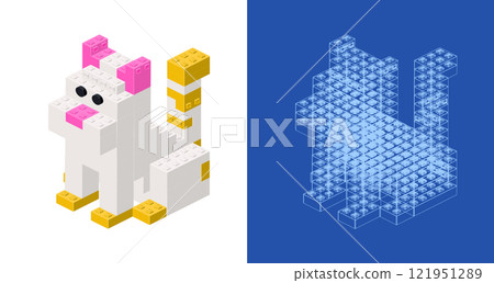 Cat blueprint project idea and implementation. Vector 121951289
