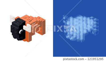 Bison blueprint project idea and implementation. Vector Bison blueprint project idea and implementation. Vector 121951295