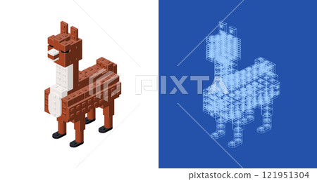 Alpaca blueprint project idea and implementation. Vector Alpaca blueprint project idea and implementation. Vector 121951304