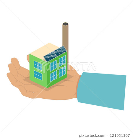 3D Isometric Flat Vector Illustration of Decarbonisation And Sustainability, Co2 Emission Impact Reduction. Item 3 121951307