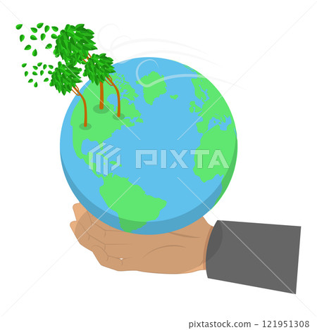 3D Isometric Flat Vector Illustration of Climate Change, Global Warming. Item 6 121951308