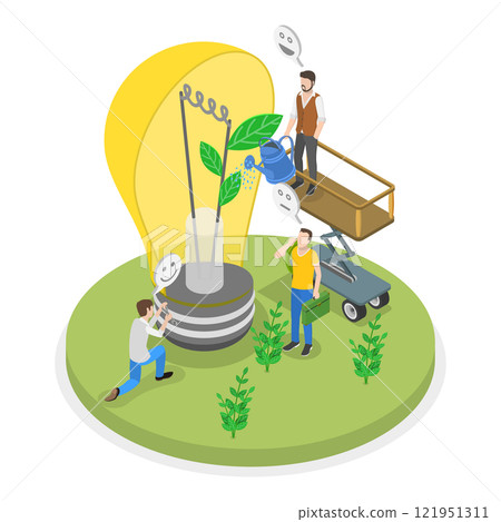 3D Isometric Flat Vector Illustration of Effective Smart And Green Solutions, Sustainable Project Development. Item 1 121951311