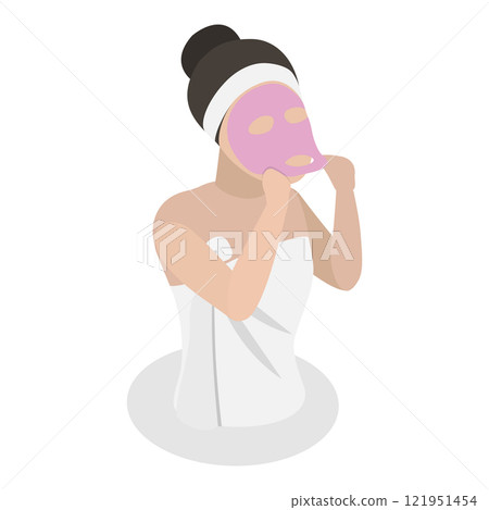 3D Isometric Flat Vector Illustration of Facial Mask, Skin Care and Acne Treatment. Item 1 3D Isometric Flat Vector Illustration of Facial Mask, Skin Care and Acne Treatment. Item 1 121951454