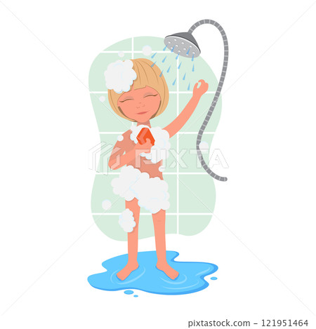 Flat Vector Illustration of Action Verbs, English for Kids. Item 3 Flat Vector Illustration of Action Verbs, English for Kids. Item 3 121951464