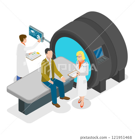 3D Isometric Flat Vector Illustration of Instrumental Diagnostic Methods, MRI Scan, Ultrasound, X-Ray. Item 3 3D Isometric Flat Vector Illustration of Instrumental Diagnostic Methods, MRI Scan, Ultrasound, X-Ray. Item 3 121951468