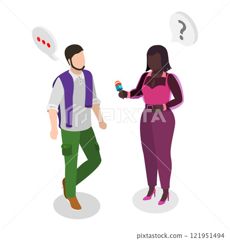 3D Isometric Flat Vector Illustration of Mass Media, TV Breaking News. Item 3 121951494
