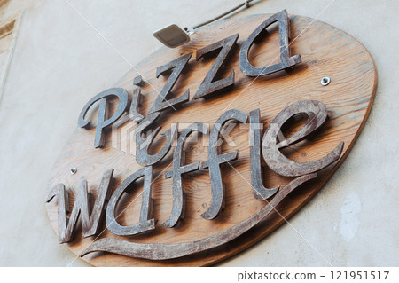 Pizza and waffles sign Pizza and waffles sign 121951517