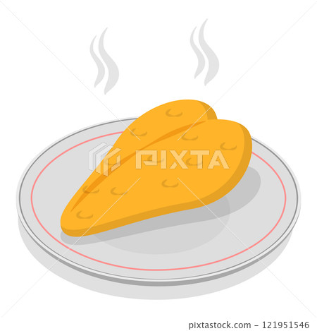 3D Isometric Flat Vector Illustration of How To Prepare Chicken Schnitzel, Homemade Food Recipe. Item 8 3D Isometric Flat Vector Illustration of How To Prepare Chicken Schnitzel, Homemade Food Recipe. Item 8 121951546