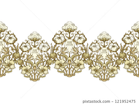 Pure cotton. Cotton plant. Art nouveau style 121952475