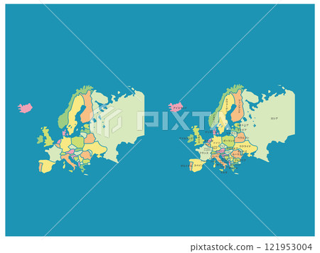 歐洲顏色編碼地圖_藍色背景集 歐洲顏色編碼地圖_藍色背景集 121953004