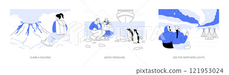 Exotic travel destination isolated cartoon vector illustrations se 121953024