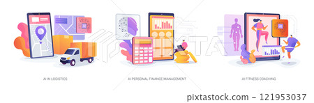 AI for Navigation and Lifestyle abstract concept vector illustrations. 121953037