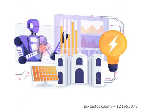 AI-Backed Energy Efficiency abstract concept vector illustration. 121953078