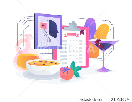 AI-Supported Food and Beverage Management abstract concept vector illustration. AI-Supported Food and Beverage Management abstract concept vector illustration. 121953079