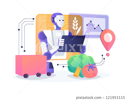 AI-Backed Supply Chain Management abstract concept vector illustration. 121953115
