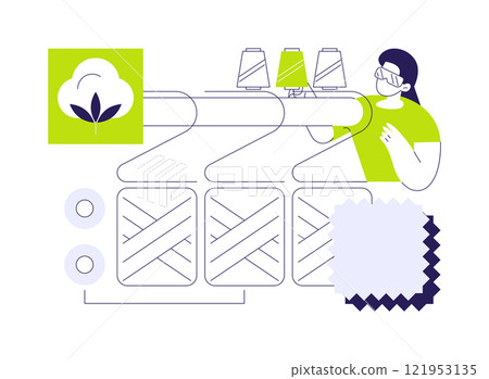 Cotton spinning abstract concept vector illustration. Cotton spinning abstract concept vector illustration. 121953135