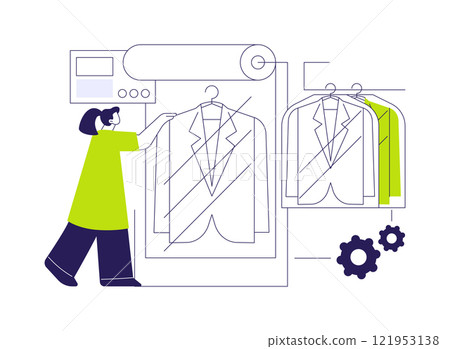 Garment bagging machine abstract concept vector illustration. 121953138