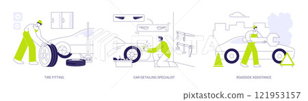 Vehicle maintenance abstract concept vector illustrations. 121953157