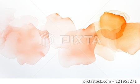 Soft, abstract watercolor design showcases blurred shapes resembling honeycomb and ginger, set against a clean white backdrop. The gentle hues evoke a sense of calm and creativity. 121953271
