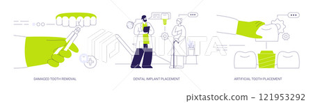 Dental implant abstract concept vector illustrations. 121953292