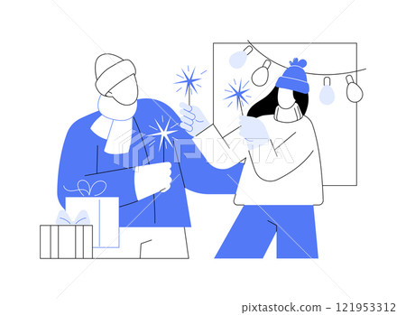 Happy New Year isolated cartoon vector illustrations. Happy New Year isolated cartoon vector illustrations. 121953312