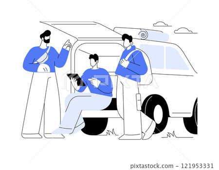 Road tripping isolated cartoon vector illustrations. 121953331