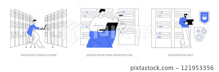 Datacenter core components isolated cartoon vector illustrations se 121953356