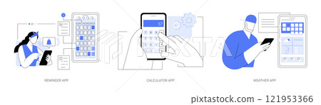 Utility mobile apps isolated cartoon vector illustrations se Utility mobile apps isolated cartoon vector illustrations se 121953366
