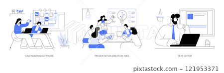 Working with software isolated cartoon vector illustrations se Working with software isolated cartoon vector illustrations se 121953371