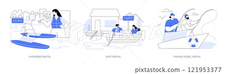 Boat rental isolated cartoon vector illustrations se 121953377
