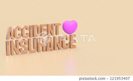The Accident insurance wood and pink heart 3d rendering image. 121953407