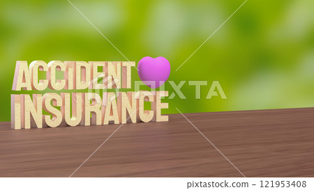 The Accident insurance wood and pink heart 3d rendering image. 121953408