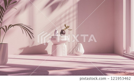 Simple 3d interior in pastel colors Simple 3d interior in pastel colors 121953462